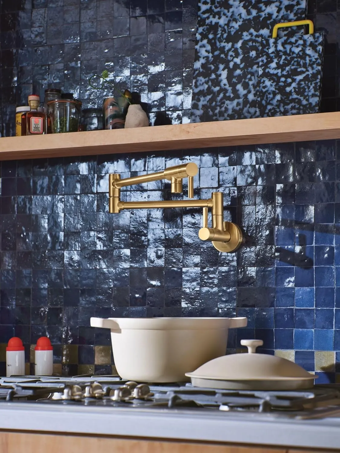 Moen S665BG Modern Wall Mount Swing Arm Folding Pot Filler Kitchen Faucet, Brushed Gold