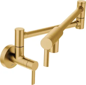 Moen S665BG Modern Wall Mount Swing Arm Folding Pot Filler Kitchen Faucet, Brushed Gold
