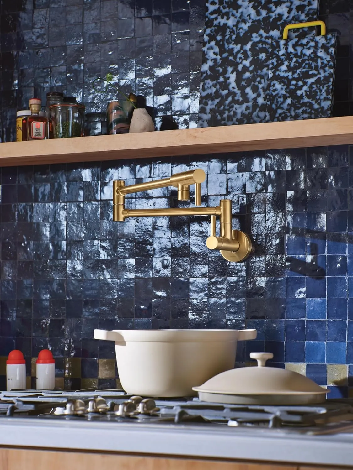 Moen S665BG Modern Wall Mount Swing Arm Folding Pot Filler Kitchen Faucet, Brushed Gold