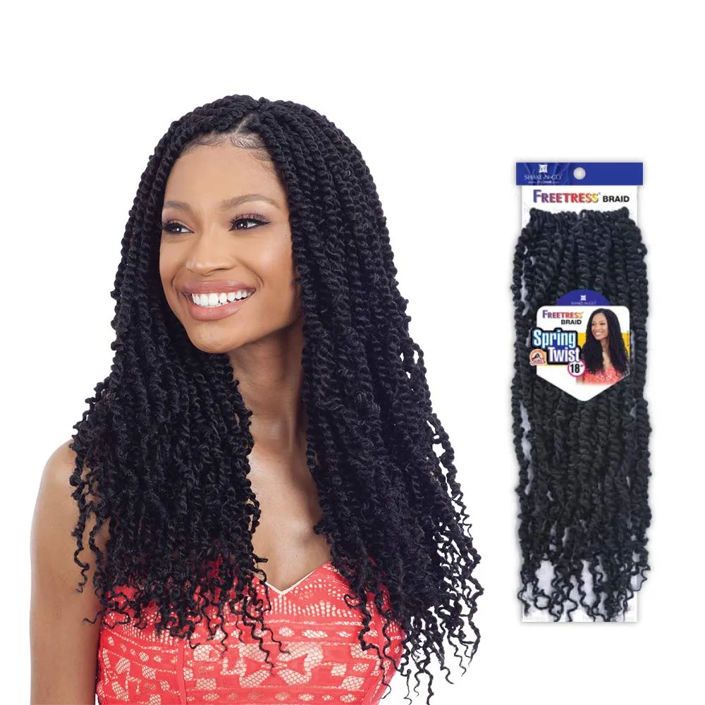 MULTI PACK DEALS! FreeTress Crochet Braids Spring Twist 18" (1-PACK, CHERRYWINE)