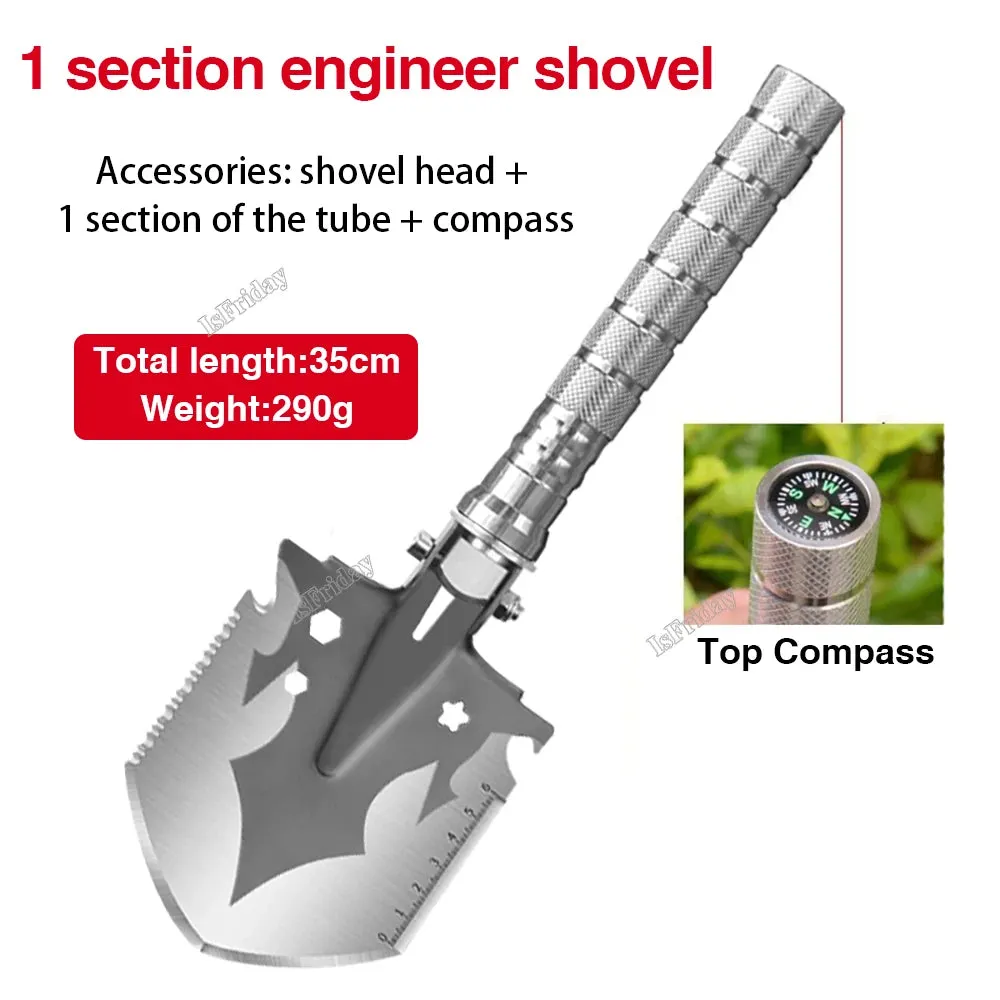 Multifunctional Military Shovel Outdoor Camping 4 Section Pipe Folding Shovel and Knife For Fishing Garden Outdoor Survival Set