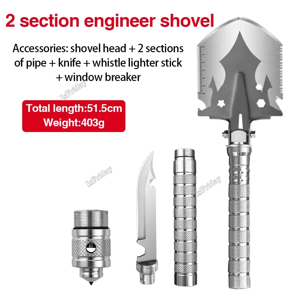 Multifunctional Military Shovel Outdoor Camping 4 Section Pipe Folding Shovel and Knife For Fishing Garden Outdoor Survival Set
