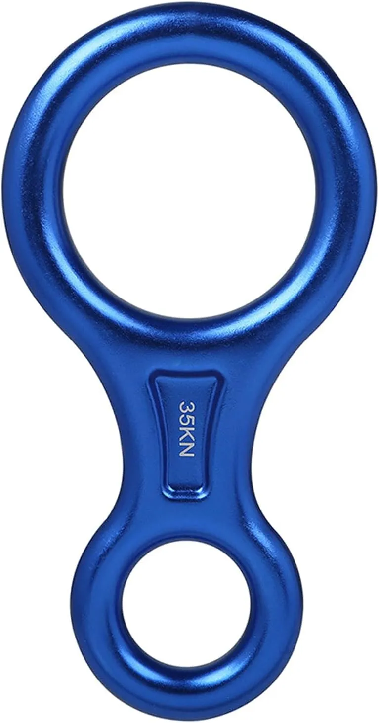 Multipurpose 35KN Fig 8 Belay Device Aluminum Climbing Descender Suitable for Outdoor Recreation Supports 8-13mm Rope