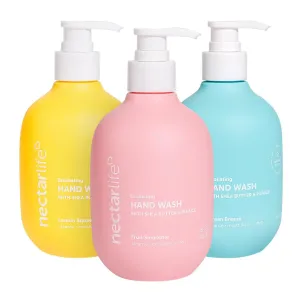 Nectar Life Exfoliating Hand Wash with Shea Butter & Pumice, Lemon Squeeze, Fruit Smoothie, Ocean Breeze, with Shea Butter and Pumice, 3 Pack