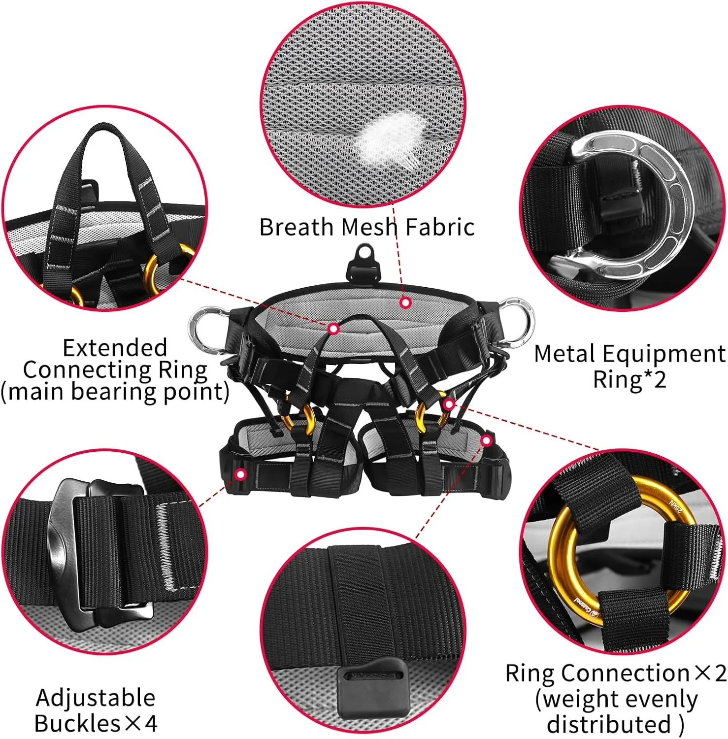 NewDoar Climbing Harness, Mountaineering Rock Climbing Harness, Half Body Harness for Rappelling Fire Rescuing Tree Climbing