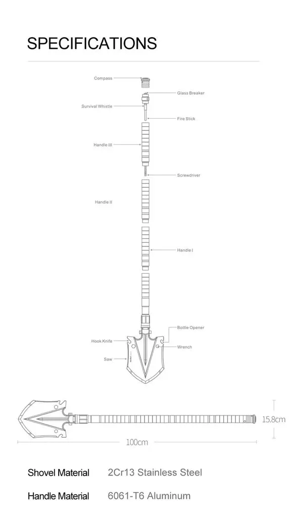 NexTorch - FRIGATE 14-in-1 Folding Shovel