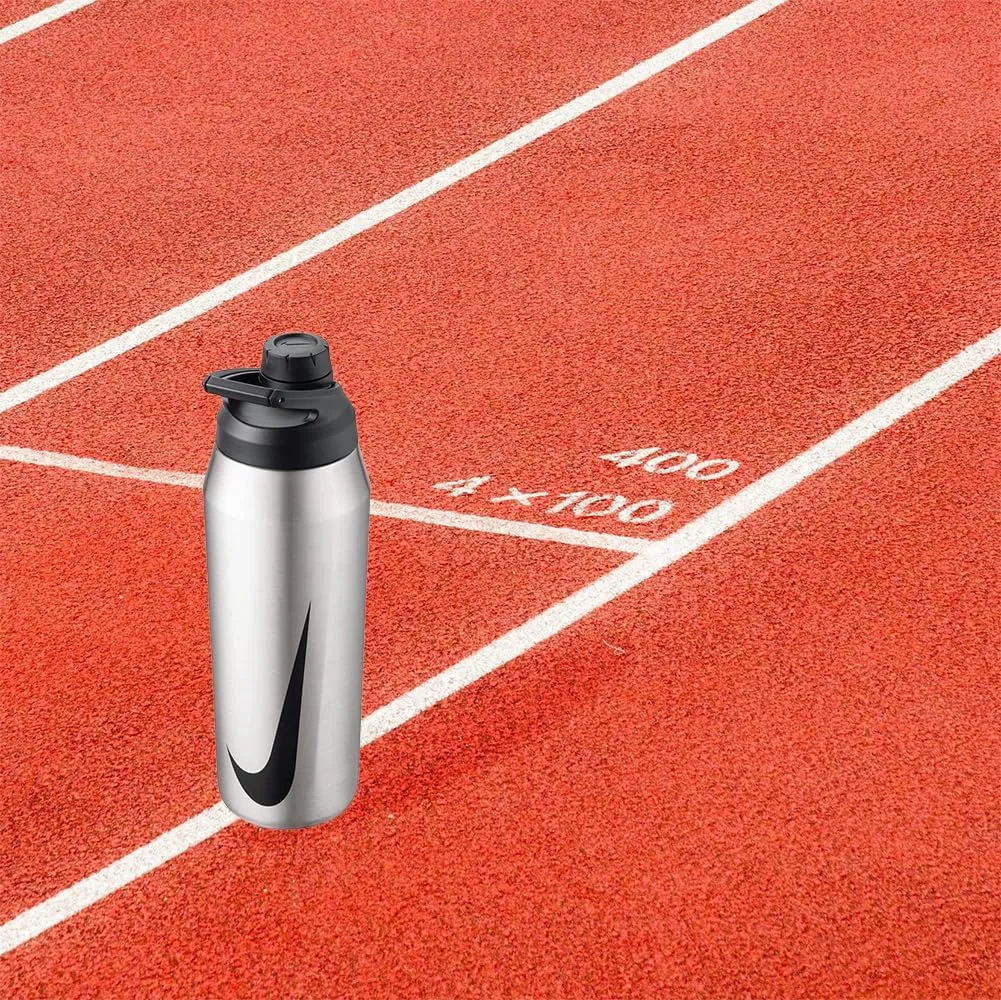Nike SS HY2004 Hypercharge Chug Bottle, Brushed Stainless Steel/Black, 24 oz, 24 oz, 24 fl oz (709 ml)
