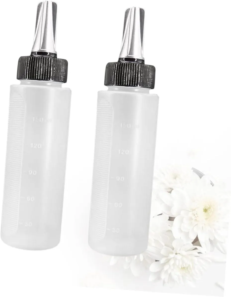 NOLITOY 2sets Applicator Bottle for Hair Hairdressing Scale Bottle Empty Scale Portable Leak Proof 2pcs*2