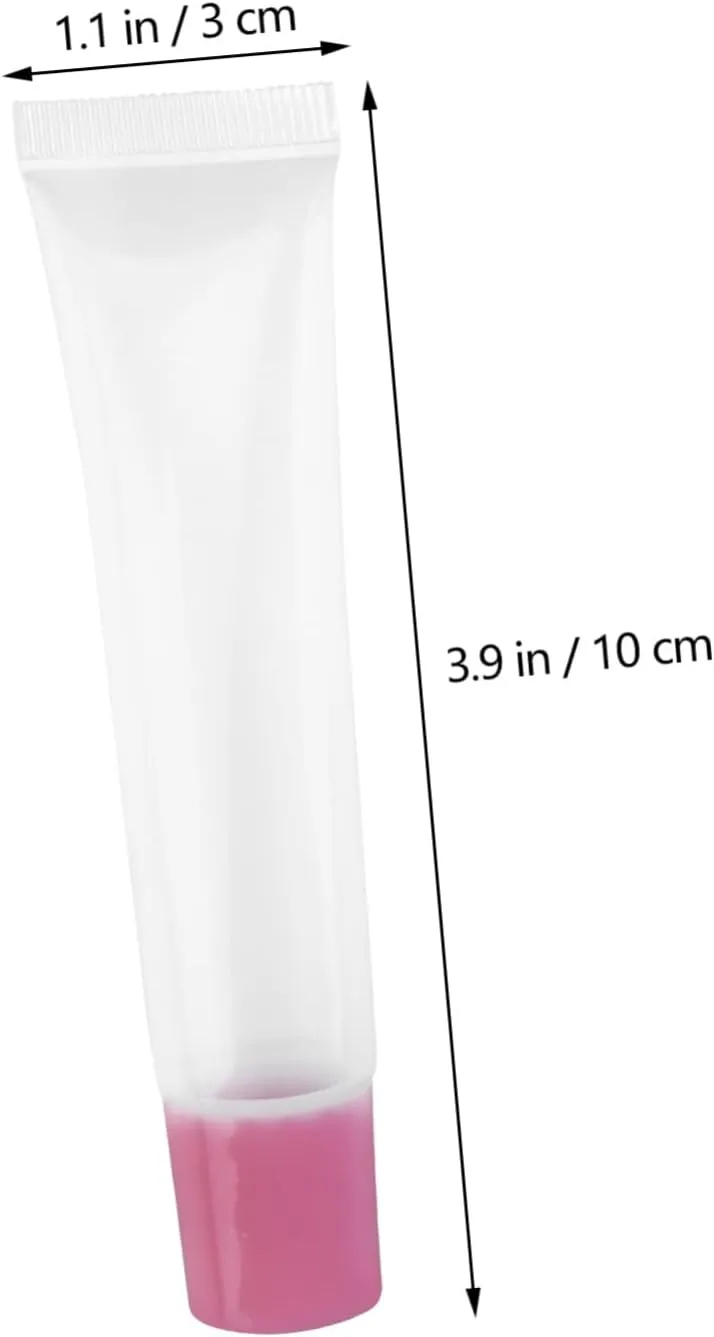 NOLITOY 50pcs Empty Lipstick Tube Tinted Squeeze Tubes Container Clear Gloss Lip Gloss Overnight Tube Lip Gloss Custom Lip Gloss Tubes with List Clear Lip Gloss Plastic Lip Balms Tube Pink