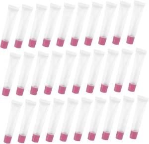 NOLITOY 50pcs Empty Lipstick Tube Tinted Squeeze Tubes Container Clear Gloss Lip Gloss Overnight Tube Lip Gloss Custom Lip Gloss Tubes with List Clear Lip Gloss Plastic Lip Balms Tube Pink