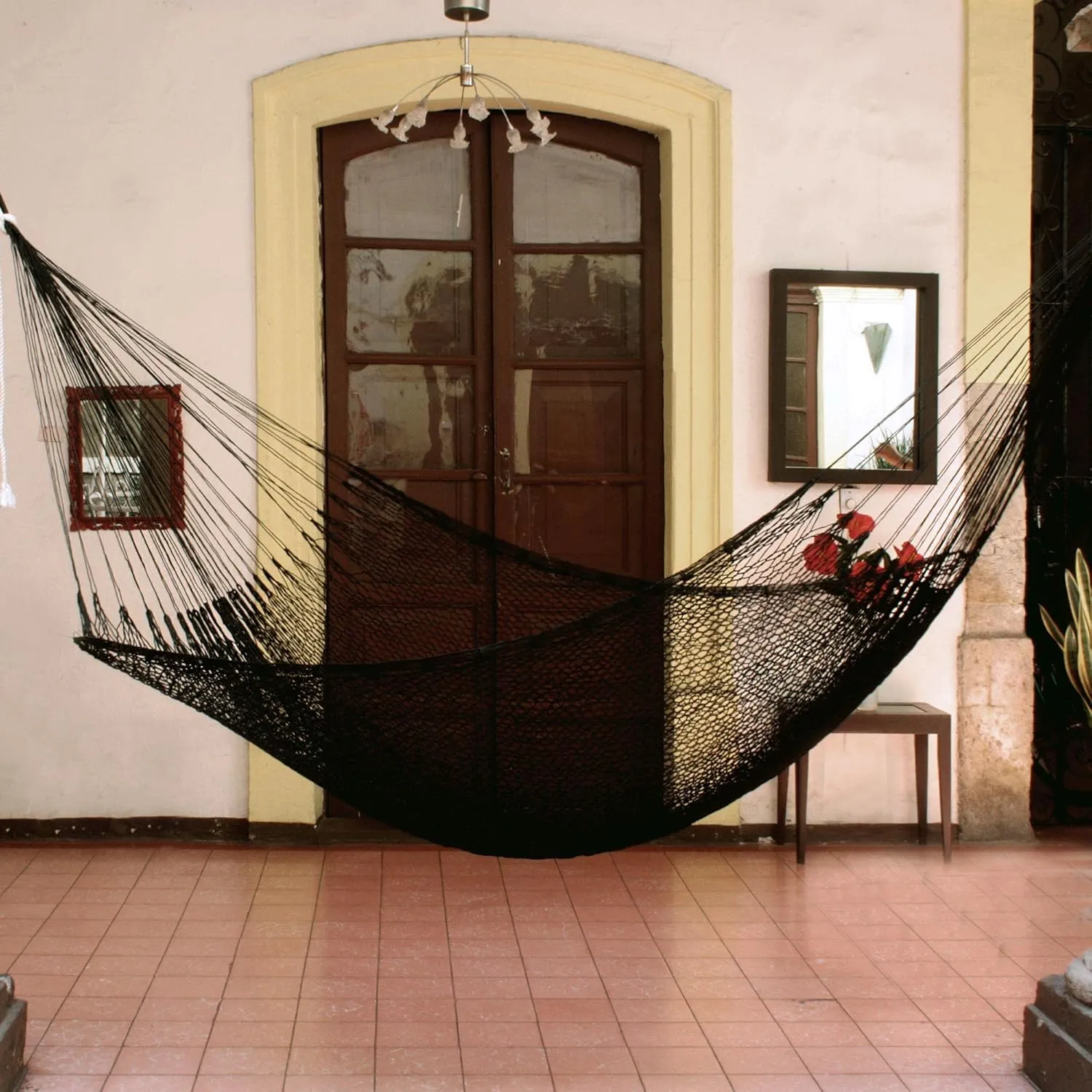 NOVICA Black Hand Woven Nylon Mayan 1 Person Rope Hammock, Shadows' (Single)