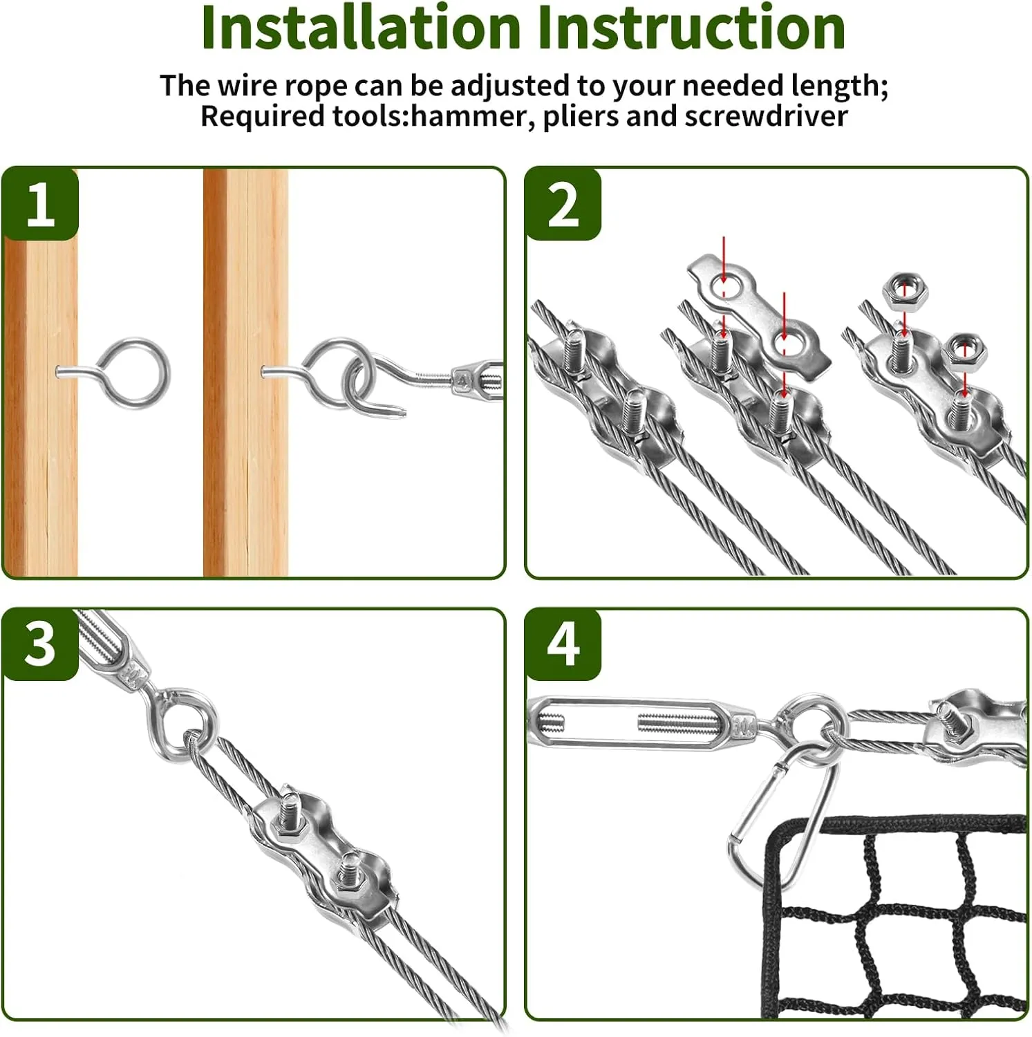 NQB Baseball Softball Backstop Nets - Heavy Duty Sports Nets, Sports Netting Barrier with 33FT Rope & Steel Hanging Kit, Sport Nets for ‎Baseball Basketball