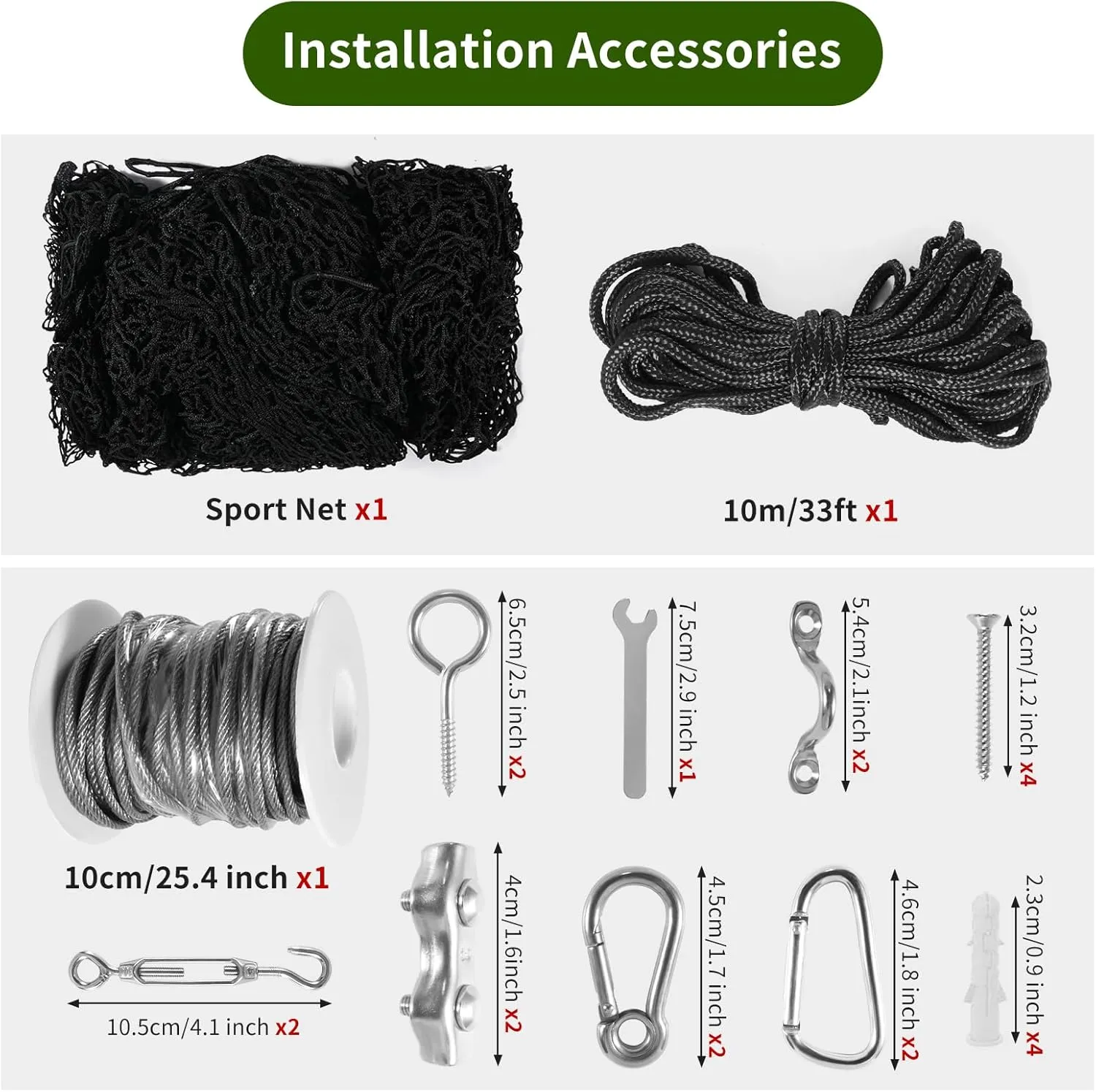 NQB Baseball Softball Backstop Nets - Heavy Duty Sports Nets, Sports Netting Barrier with 33FT Rope & Steel Hanging Kit, Sport Nets for ‎Baseball Basketball