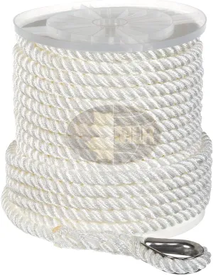 Nylon 3 Strand Anchor/Rigging Line 1/2" x 100' White