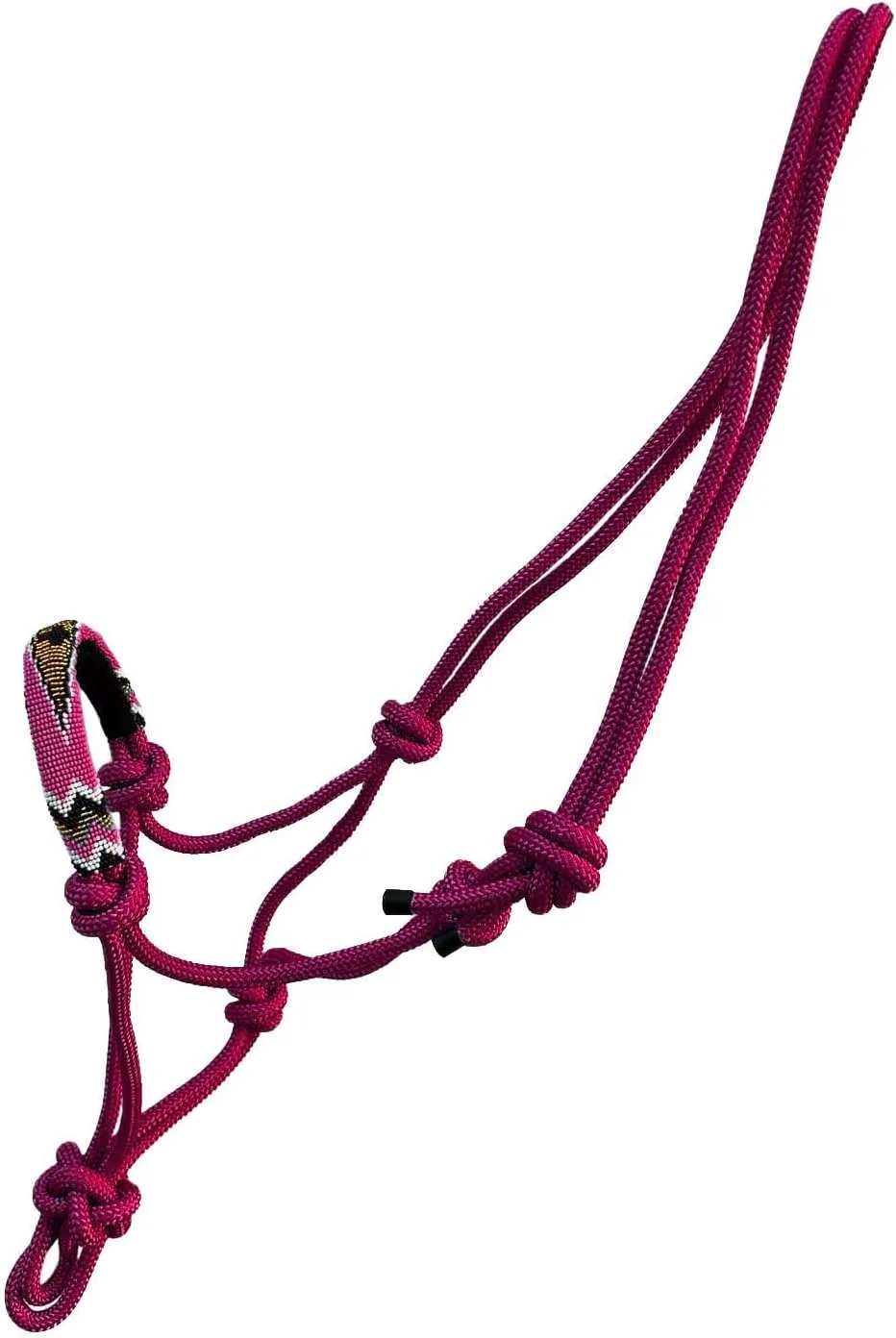 Nylon Cob Size Cowboy Knot Rope Halter with Beaded Cross Nose and Removable Lead
