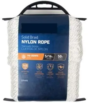 Nylon Rope, Twisted, White, 5/16-In. x 50-Ft.
