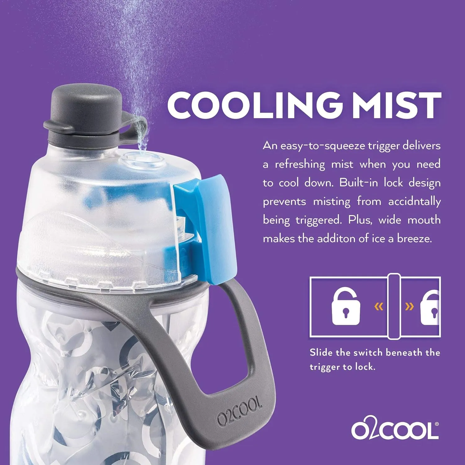 O2COOL Mist 'N Sip Misting Water Bottle 2-in-1 Mist And Sip Function With No Leak Pull Top Spout Reusable Sports Water Bottle - 20 oz (Soccer)