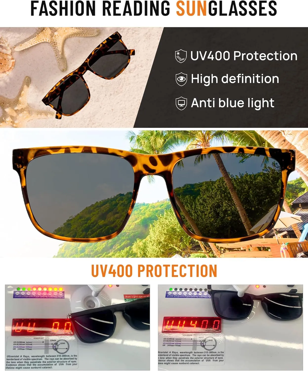 OCCI CHIARI Large Reading Sunglasses for Men Vintage Sun Readers Full Lens Reader 1.0 1.25 1.5 1.75 2.0 2.25 2.5 2.75 3.0 3.5