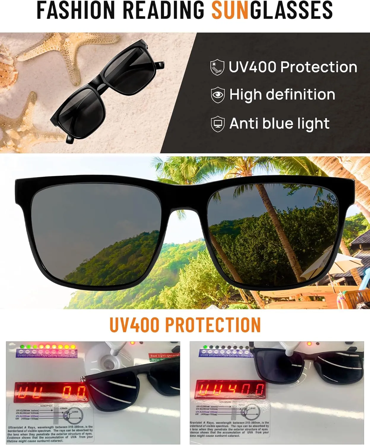 OCCI CHIARI Large Reading Sunglasses for Men Vintage Sun Readers Full Lens Reader 1.0 1.25 1.5 1.75 2.0 2.25 2.5 2.75 3.0 3.5