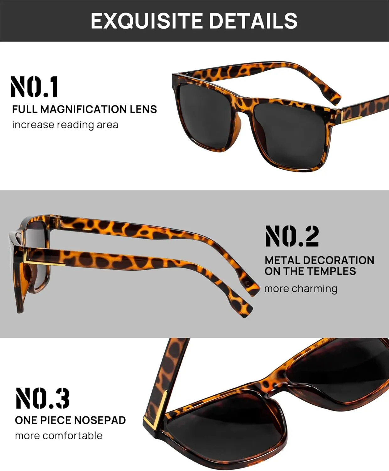 OCCI CHIARI Large Reading Sunglasses for Men Vintage Sun Readers Full Lens Reader 1.0 1.25 1.5 1.75 2.0 2.25 2.5 2.75 3.0 3.5