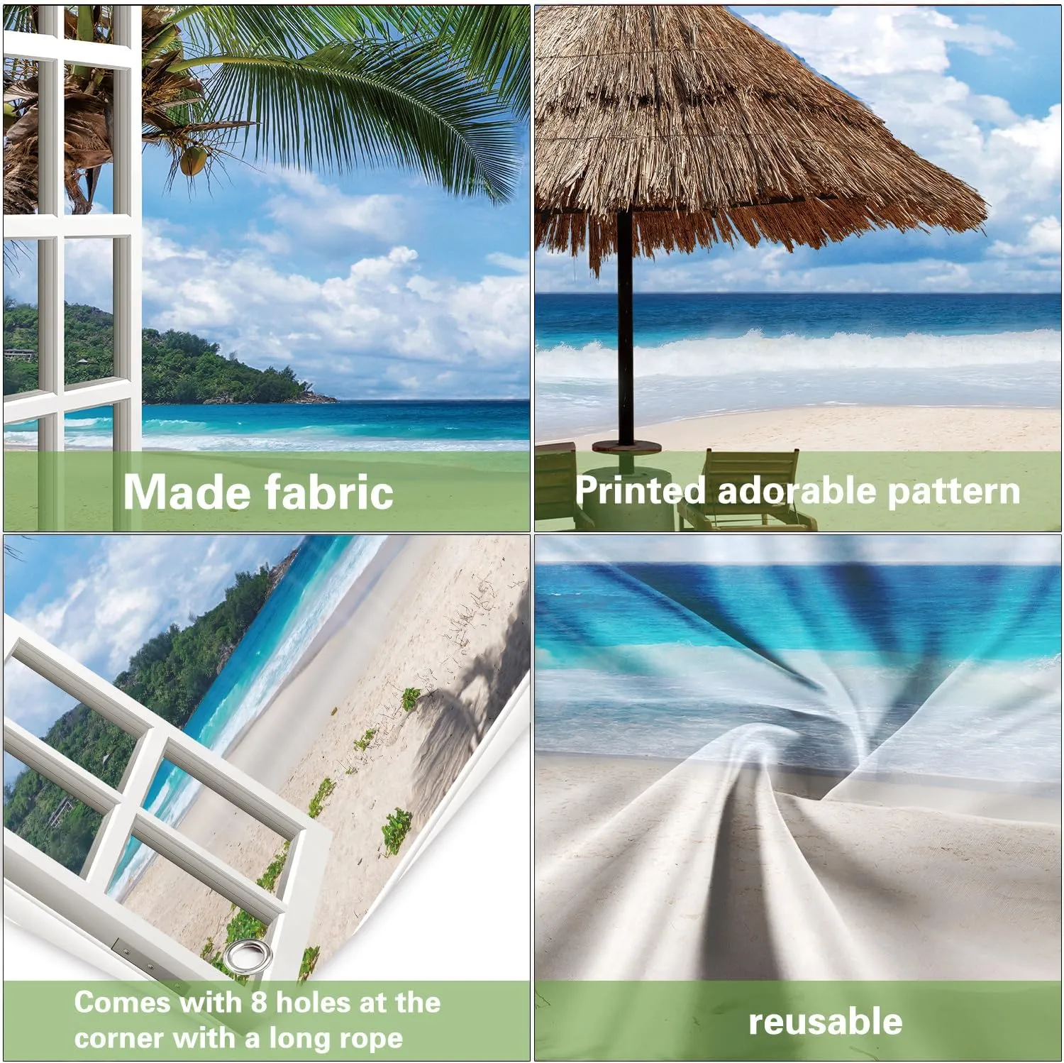 Ocean Beach Garage Door Cover 6 x 13 ft Tropical Hawaiian Seaside Summer Window Scenery Outdoor Backdrop for Photography Birthday Wedding Party Supplies Decor