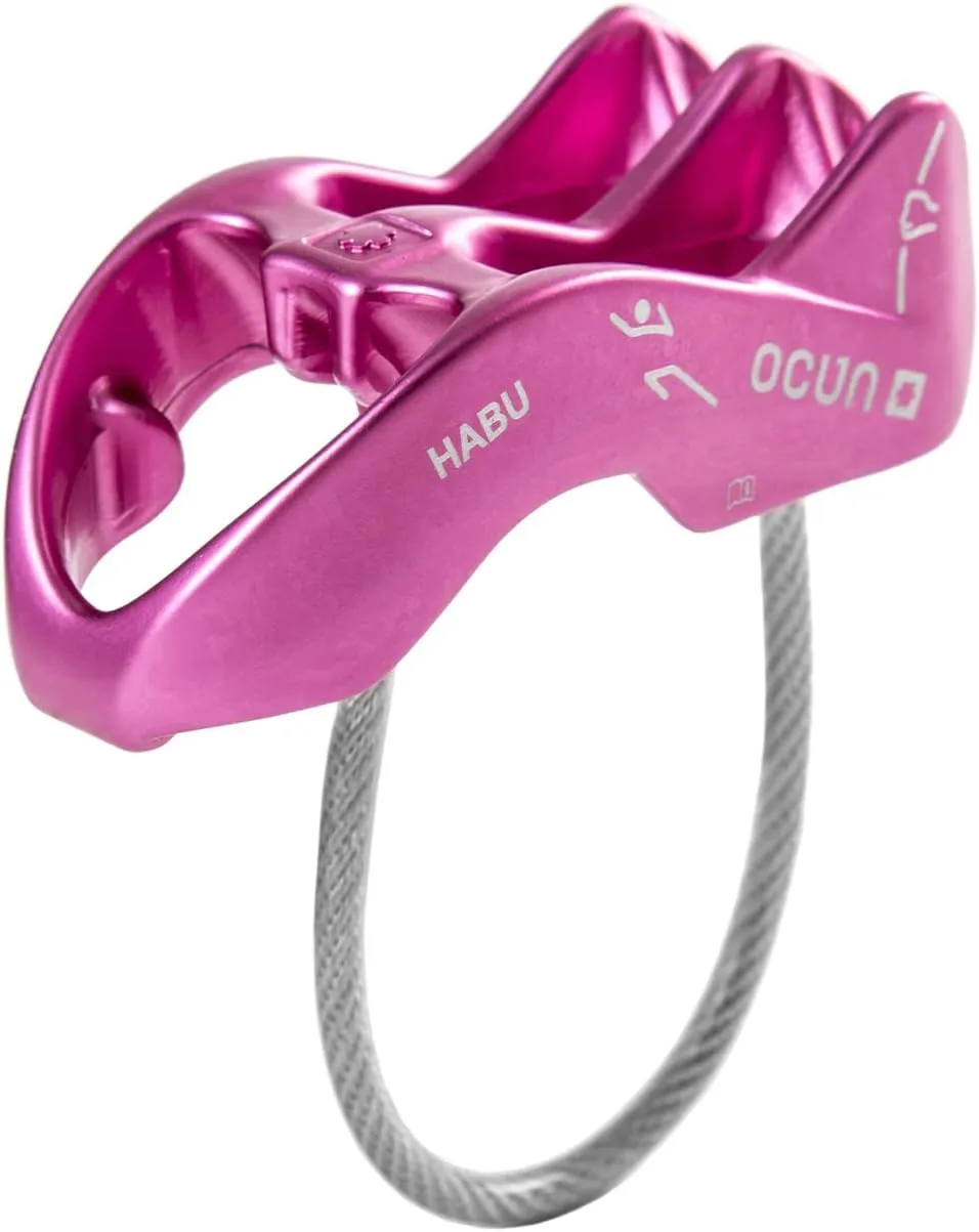 Ocun HABU Belaying and Rappelling Device | ATC V-Grooved Belay and Rappel Device for Rock Climbing | Assisted Braking Rappelling Descender