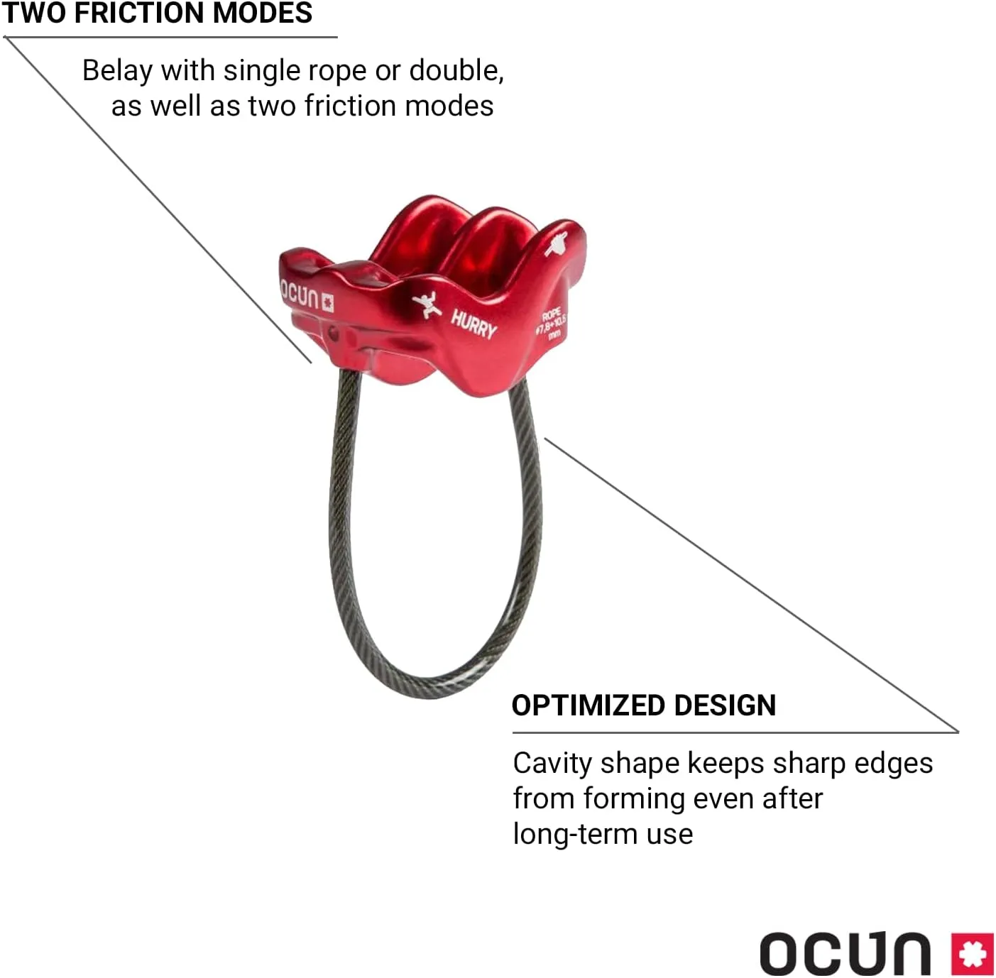 Ocun Hurry Rock Climbing Gear Ascender and Rappelling Descender Belay Device