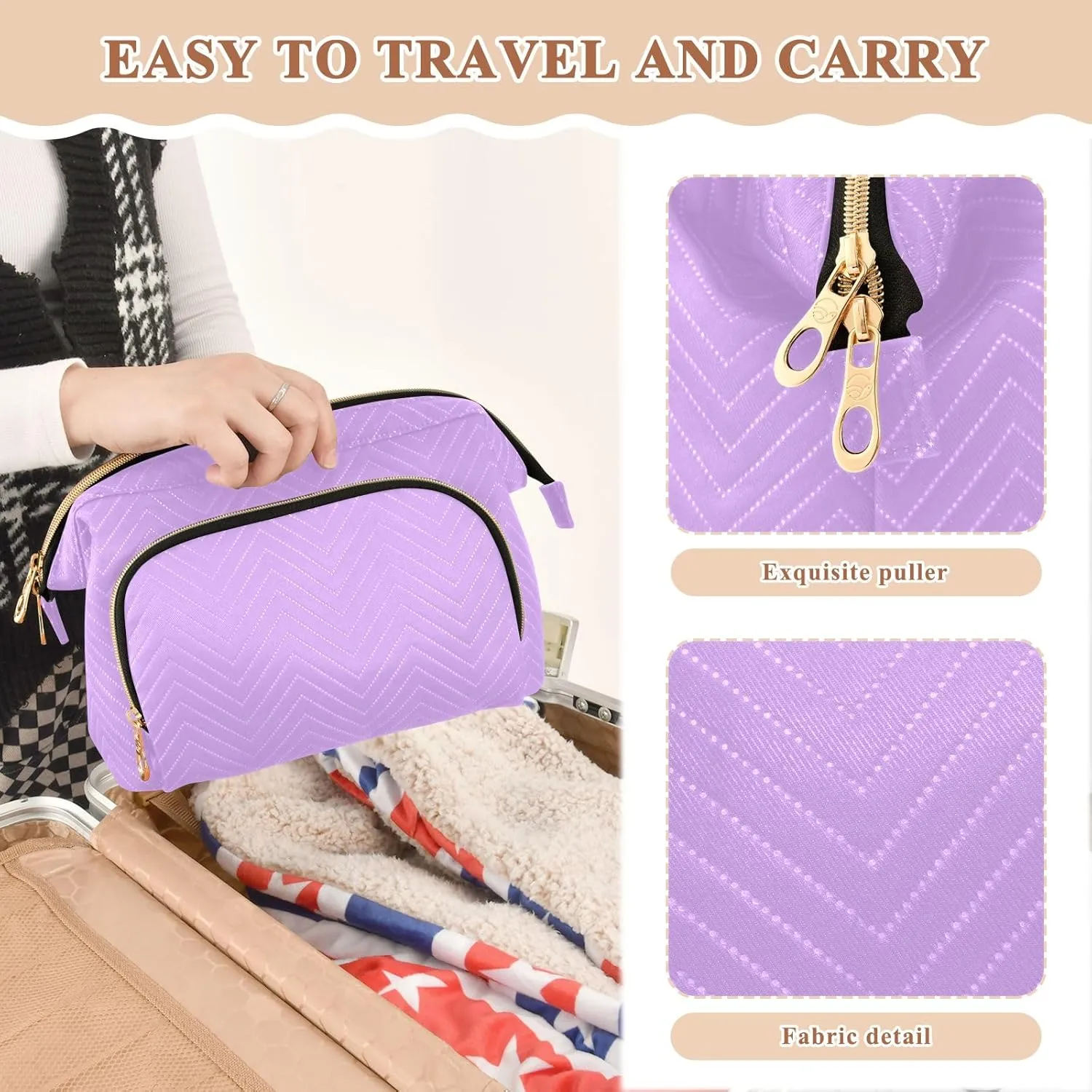 ODAWA Cosmetic Bag Mauve Large Women Makeup Bas Cosmetic Bags for Women for Purse
