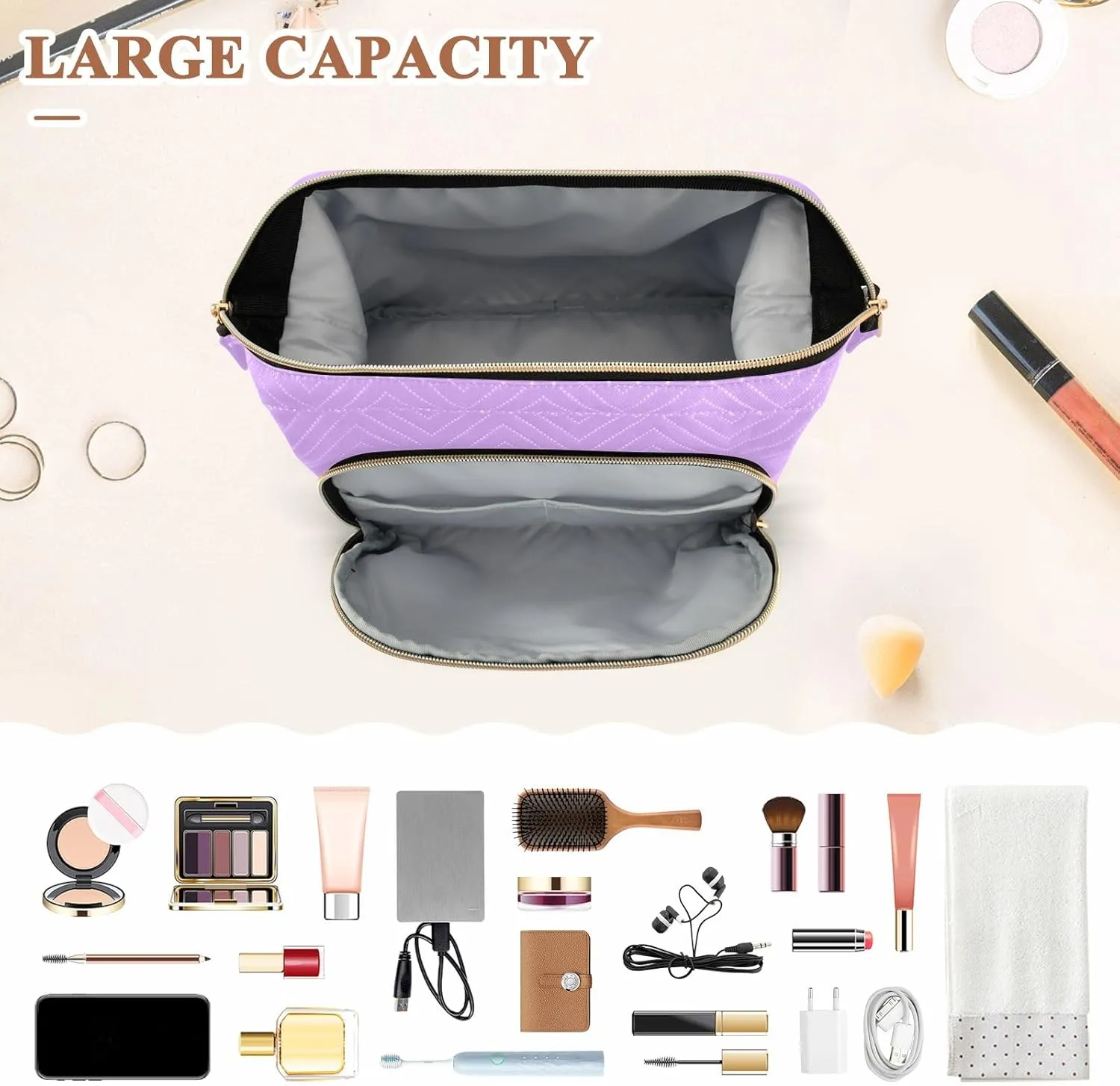 ODAWA Cosmetic Bag Mauve Large Women Makeup Bas Cosmetic Bags for Women for Purse