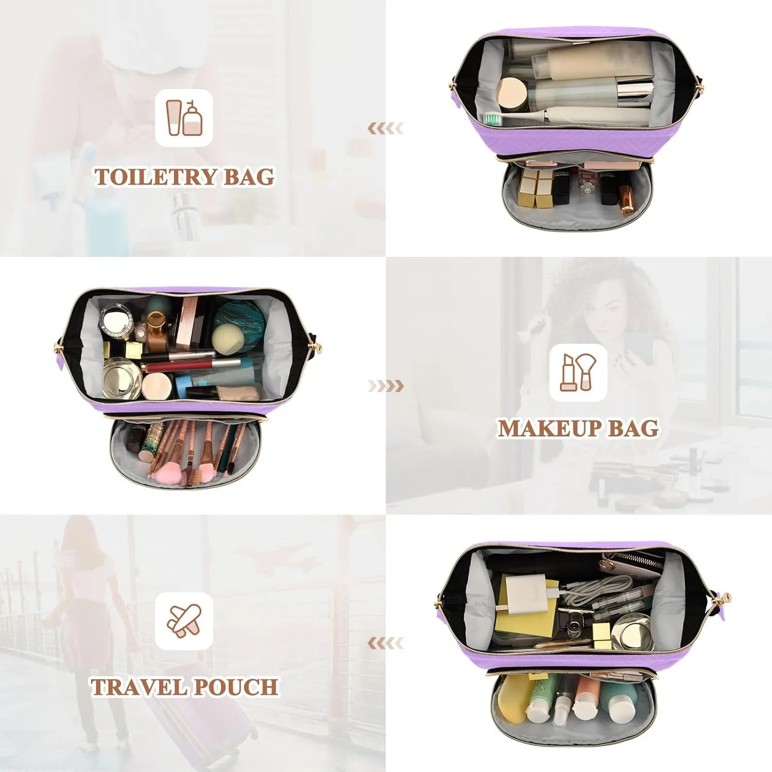 ODAWA Cosmetic Bag Mauve Large Women Makeup Bas Cosmetic Bags for Women for Purse