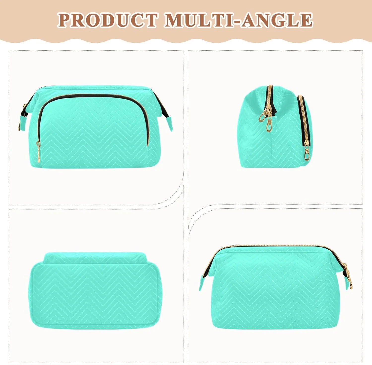 ODAWA Makeup Bags Aqua Blue Large Women Makeup Bas Travel Cosmetic Bag Organizer Bag for Makeup