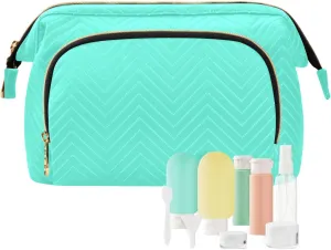 ODAWA Makeup Bags Aqua Blue Large Women Makeup Bas Travel Cosmetic Bag Organizer Bag for Makeup