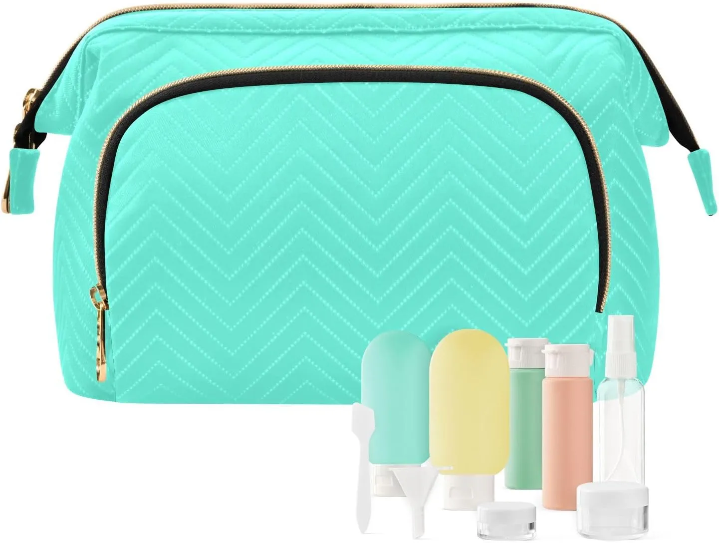 ODAWA Makeup Bags Aqua Blue Large Women Makeup Bas Travel Cosmetic Bag Organizer Bag for Makeup