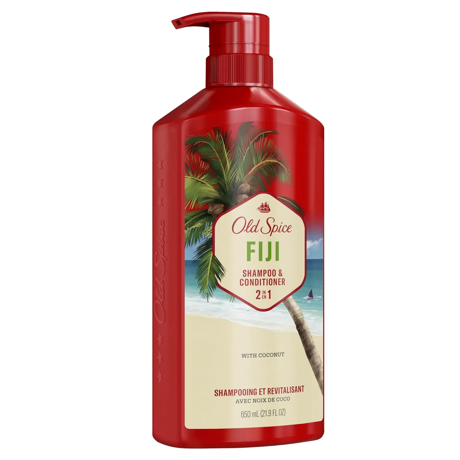 Old Spice Fiji 2-in-1 Shampoo and Conditioner Set for Men, Coconut & Tropical Wood Scent, Get Up To 80% Fuller-Looking Hair, Barbershop Quality, Fresh & Clean Hair, 21.9 Fl Oz Each, 2 Pack