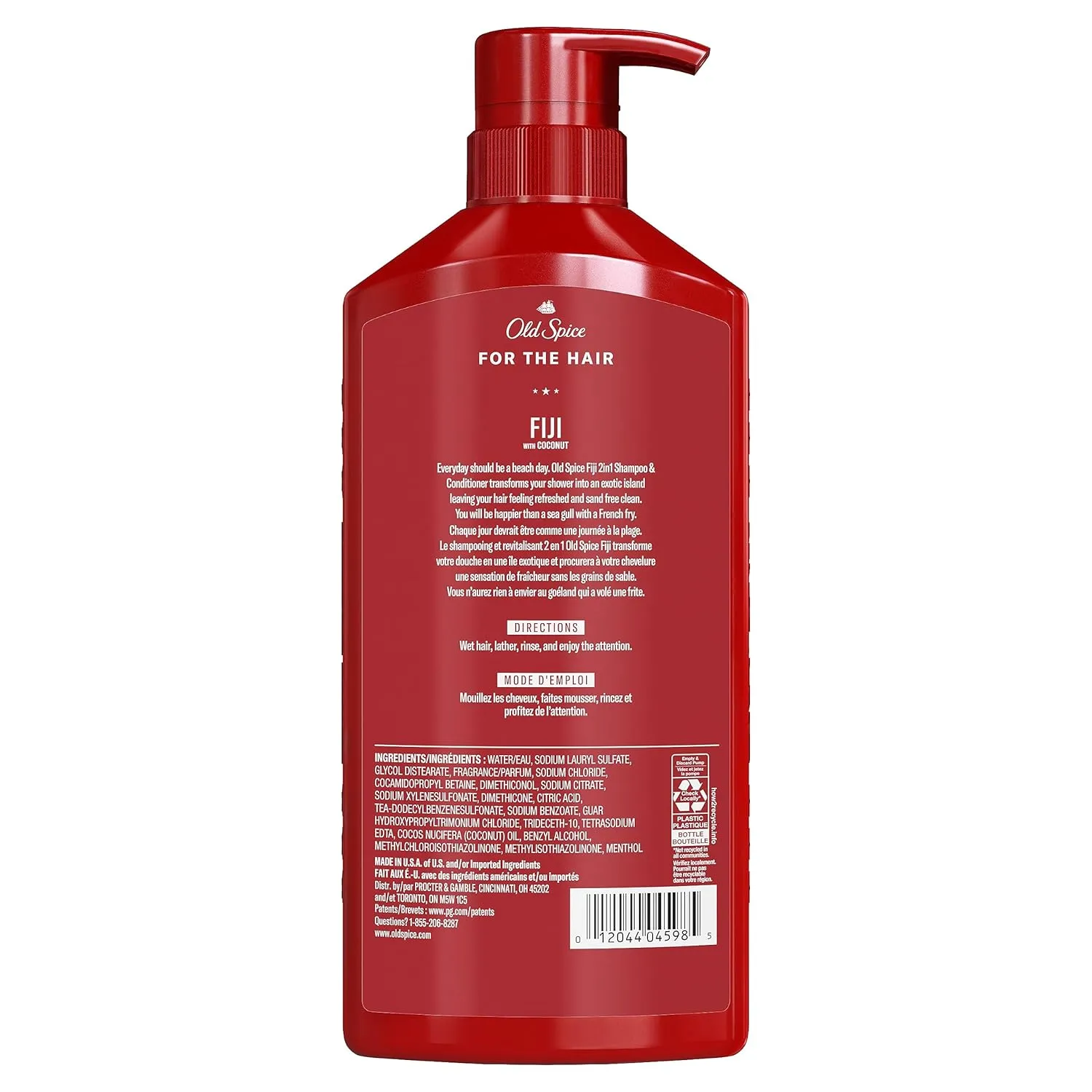 Old Spice Fiji 2-in-1 Shampoo and Conditioner Set for Men, Coconut & Tropical Wood Scent, Get Up To 80% Fuller-Looking Hair, Barbershop Quality, Fresh & Clean Hair, 21.9 Fl Oz Each, 2 Pack