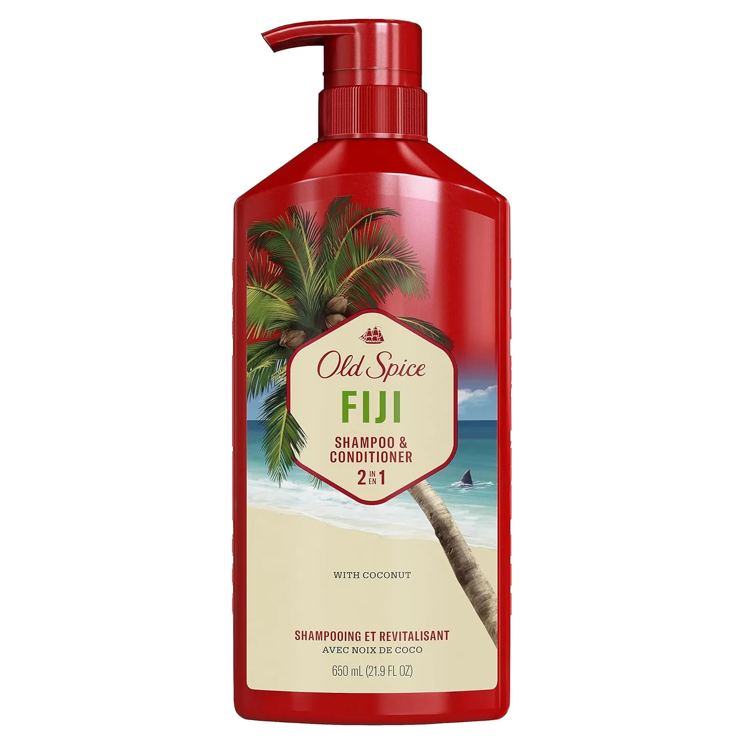 Old Spice Fiji 2-in-1 Shampoo and Conditioner Set for Men, Coconut & Tropical Wood Scent, Get Up To 80% Fuller-Looking Hair, Barbershop Quality, Fresh & Clean Hair, 21.9 Fl Oz Each, 2 Pack