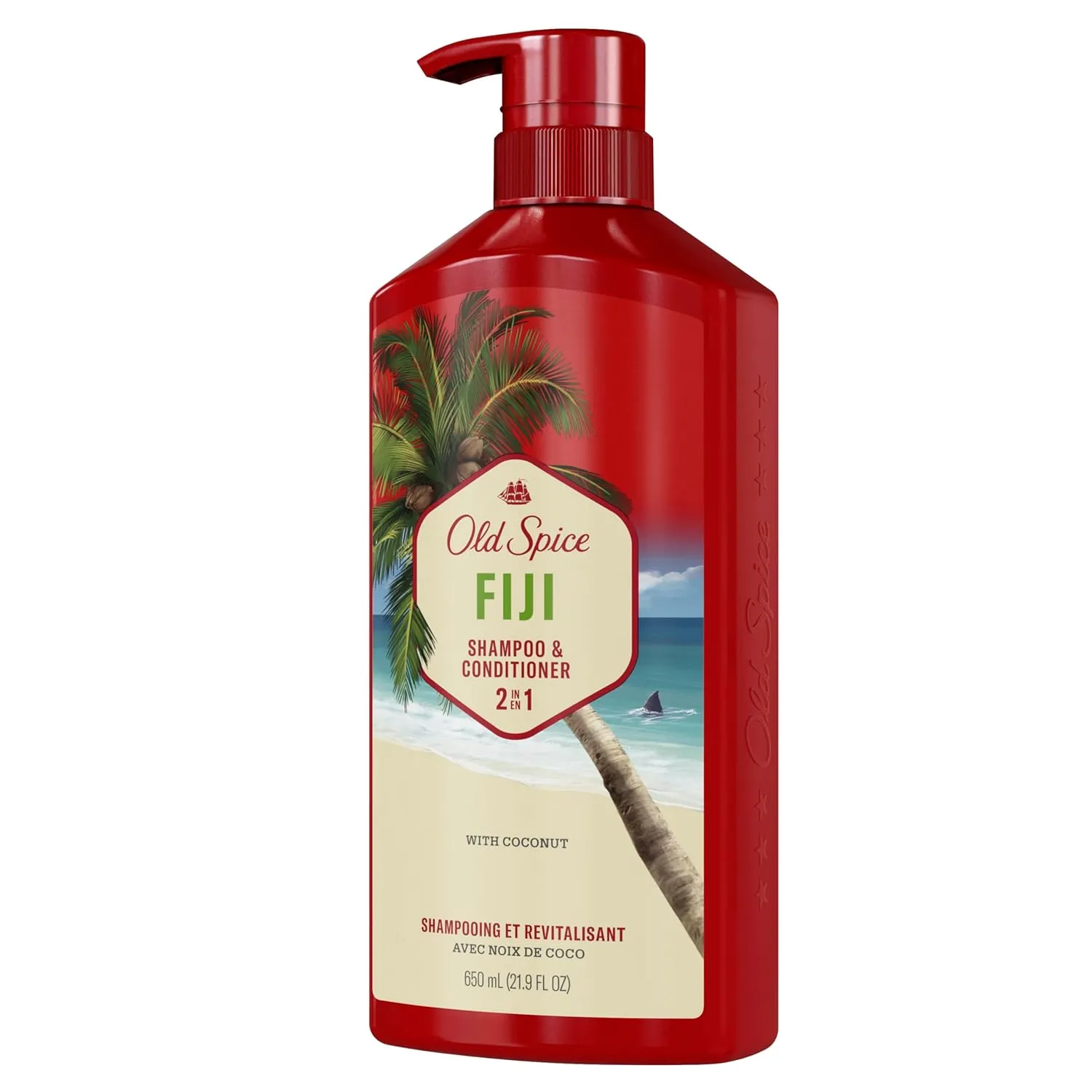 Old Spice Fiji 2-in-1 Shampoo and Conditioner Set for Men, Coconut & Tropical Wood Scent, Get Up To 80% Fuller-Looking Hair, Barbershop Quality, Fresh & Clean Hair, 21.9 Fl Oz Each, 2 Pack