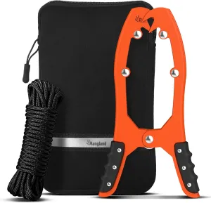 Original® BAX-JAW Kayak Anchor Clamp Grip - Wide 5.25" Self Locking Tension Jaw with Floating Pouch and 15' Paracord 550 Rope, Kayaking Accessories (Corrosion-proof Steel)