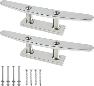 ORLANG 4 Inch/5 Inch/6Inch/8 Inch/10 Inch 316 Stainless Steel Boat Cleats,Open Base Dock Cleats with Installation Screws,Boat Dock Cleats Rope Cleat for Boat Docks,Decks or Nautical Decor (2/4 Pack)