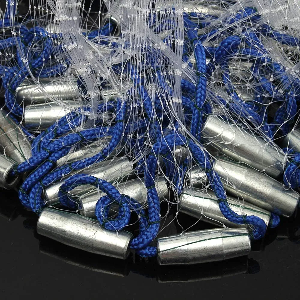 OTOEZ Fishing Net Cast Nets for Fishing 3Ft-8Ft Radius Saltwater Easy Throw Net Nylon/Tire Line 0.47/0.79 Inch Mesh Size for Bait Net Trap, with Sinker Aluminum Frisbee