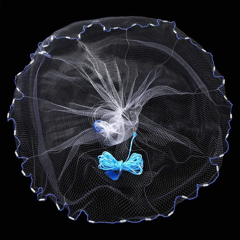 OTOEZ Fishing Net Cast Nets for Fishing 3Ft-8Ft Radius Saltwater Easy Throw Net Nylon/Tire Line 0.47/0.79 Inch Mesh Size for Bait Net Trap, with Sinker Aluminum Frisbee