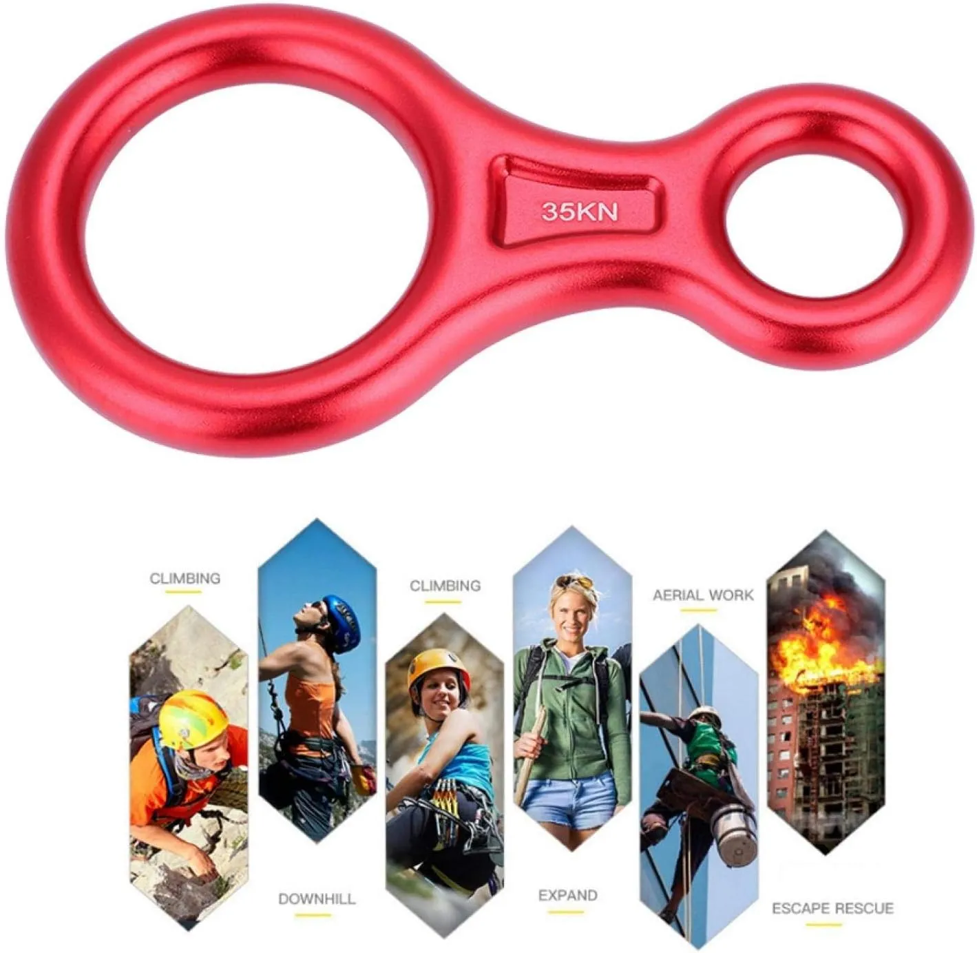 OUKENS 35KN Figure 8 Descender,Figure 8 Word Rope Descender Rappel Ring Rock Climbing Rescue Gear Fall Arrester