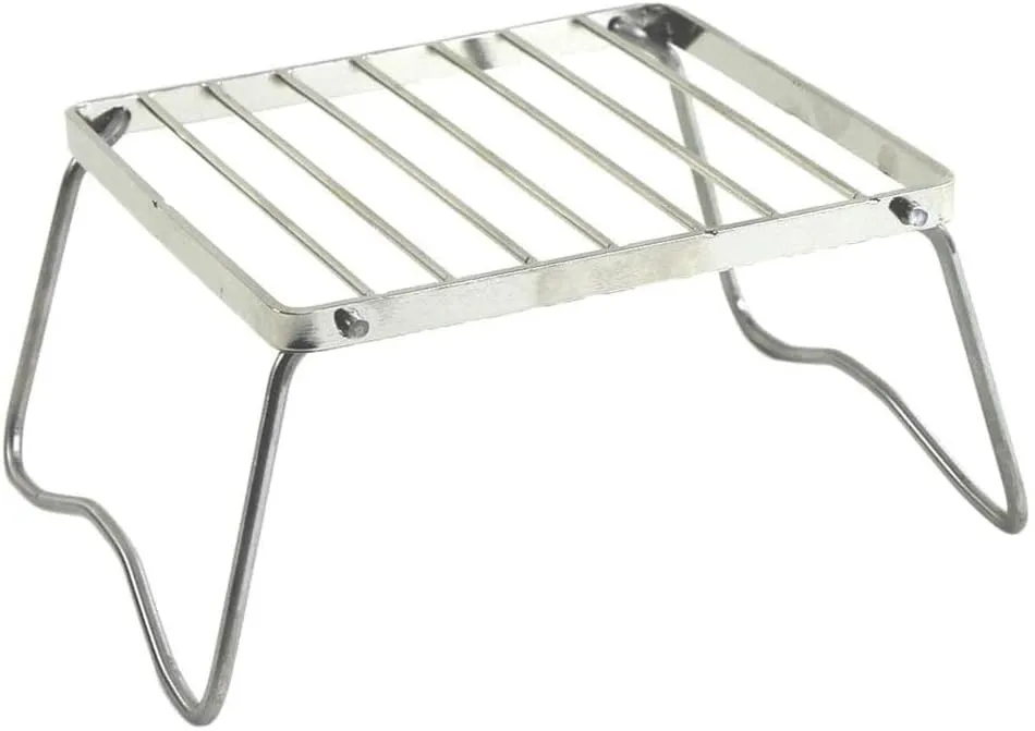 Outdoor Camping Portable Folding Burner Stove Stand Bracket Holder BBQ Grill, Stainless Steel Folding Barbecue​ Grill Camping Grill Bracket Cooking Rack for Backpacking, Hiking, Picnics, Fishing