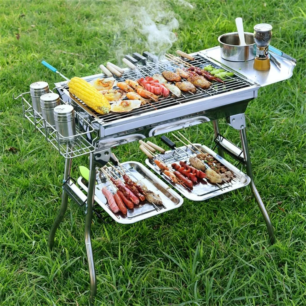 Outdoor Folding Barbecue Stove Outdoor Skewers Thickened Stainless Steel Barbecue Rack Household Oven