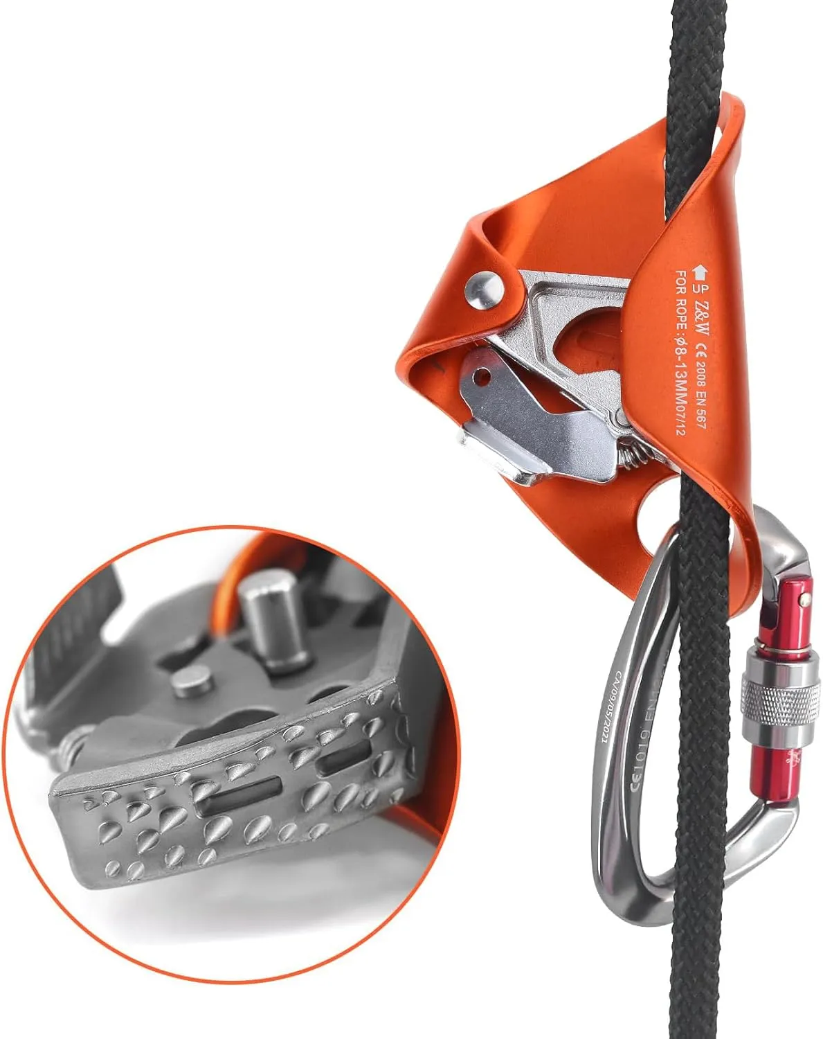 Outdoor Rock Climbing Abdominal Chest Ascender Rope Clamp Lightweight Mountaineering Equipment Fall Protections Device