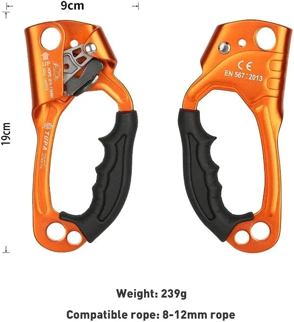 Outdoor Rock Climbing SRT Professional Hand Ascender Device Mountaineer Handle Ascender Left Hand Right Hand Climbing Rope Tools