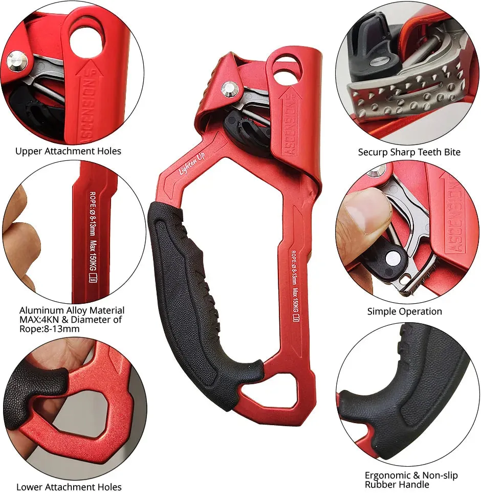Outdoor Rock Hand Ascender - 8-12mm Rope Access for Climbing, Rescue, and Caving