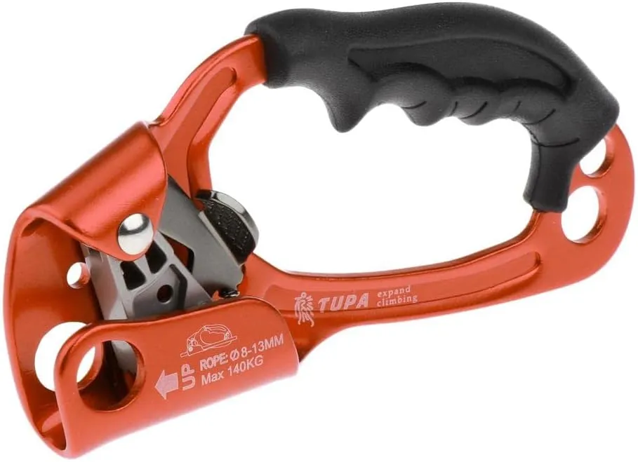Outdoor Sports Rock Climbing Hand Ascender Device Riser, Orange Right Hand, 22x8.6cm