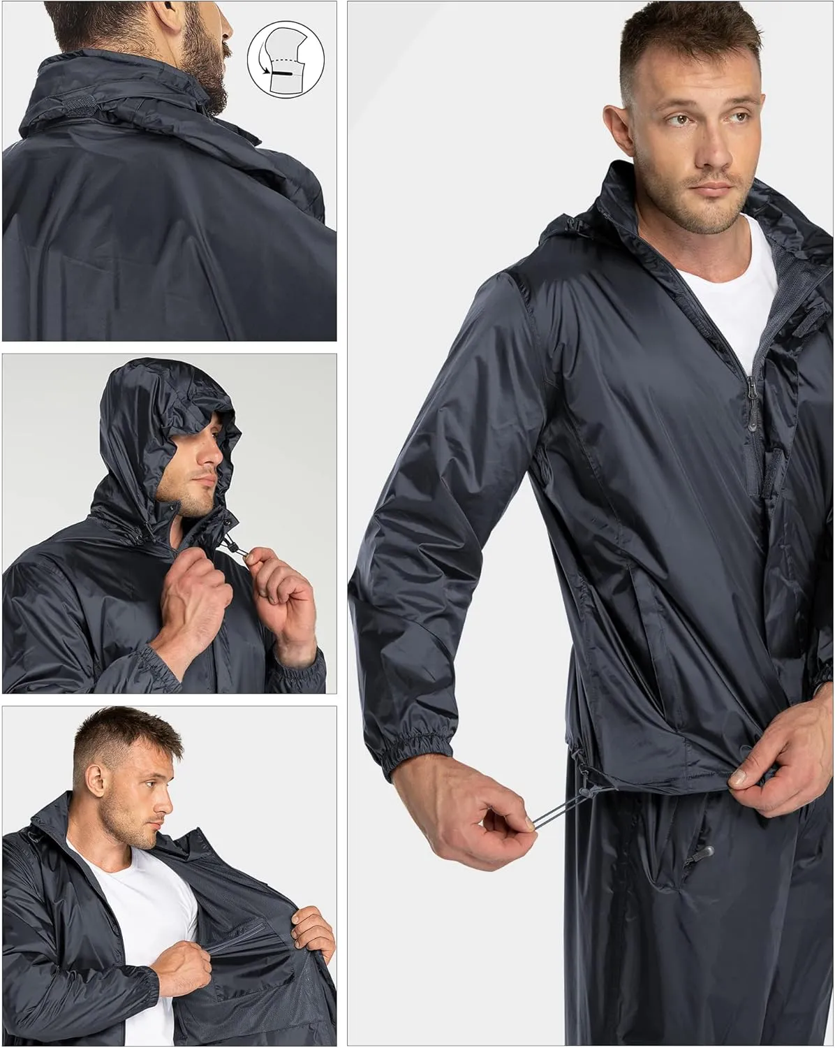 Outdoor Ventures Men's Rain Suit Waterproof Breathable Rain Gear Golf Rain Suits for Male (Rain Jackets and Pants)