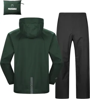 Outdoor Ventures Packable Rain Suit for Men Lightweight Waterproof Breathable Rain Gear for golf Rain Jacket Pants